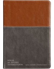 Bíblia De Estudo Introdutoria, Nvi, Couro-Soft Marrom E Cinza Chumbo, Leitura Perfeita