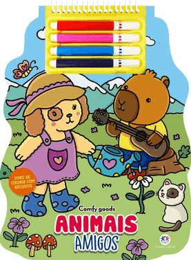 Animais Amigos - Colorir Com Adesivos e Canetinhas