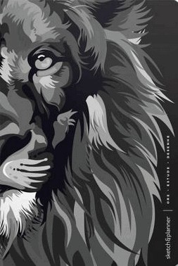 Sketch & Planner - Lion Colors Black & White - Ore, Estude, Desenhe