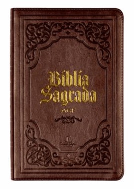 Biblia Sagrada Slim Acf, Luxo, Couro-Soft, Marrom