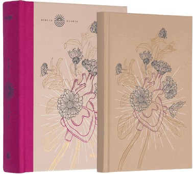 Biblia Diaria Nvi, Tecido Sobre Capa Dura, Coracao Florido, Leitura Perfeita