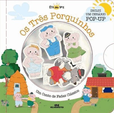 Os Tres Porquinhos ( Cenario Pop-Up  4 Personagens De Madeira)