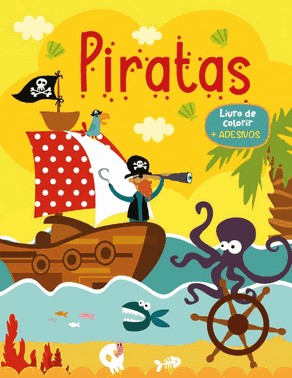 Livro De Colorir Com Adesivos - Piratas