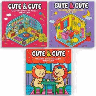 Colecao Cute & Cute - Coloring Book For Adults Especial - Kit Com 3 Livros De Colorir