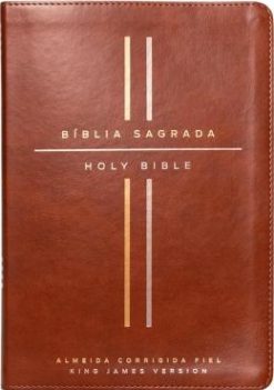 Biblia Bilingue, Portugues/Ingles - Couro-Soft Marrom - Leitura Perfeita